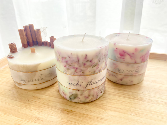 losflower　soy candle 【ロスフラワーソイキャンドル】ピンクパープルフラワー 1枚目の画像