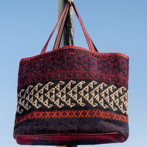 キリム トルコ トートバッグ レザー スプライシング デザイン サイド