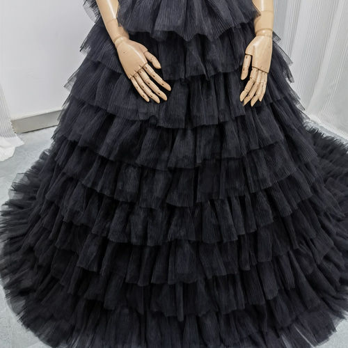 送料無料！豪華！カラードレス 柔らかく重ねたチュールスカート  