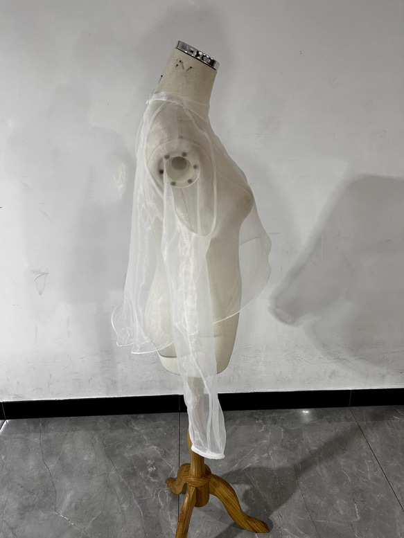 上質オーガンジー ウエディングドレス中に入れるインナーブラウス　ボレロ トップスのみ 4枚目の画像