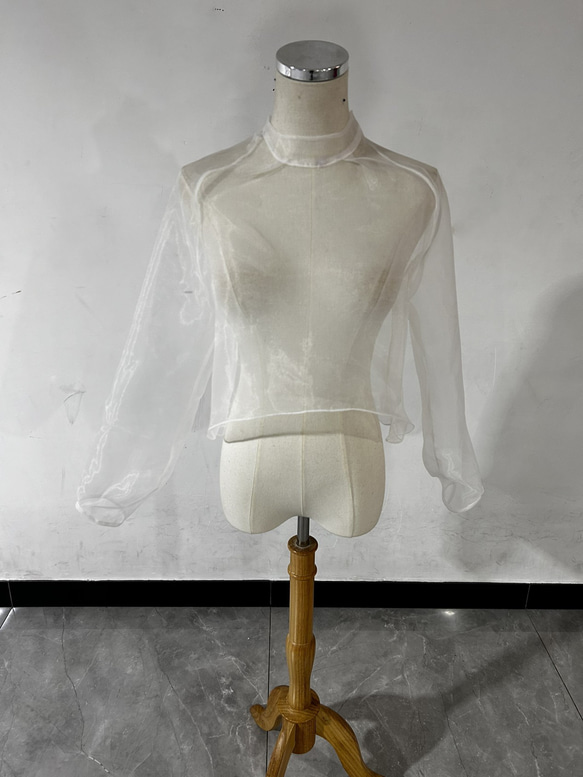 上質オーガンジー ウエディングドレス中に入れるインナーブラウス　ボレロ トップスのみ 1枚目の画像