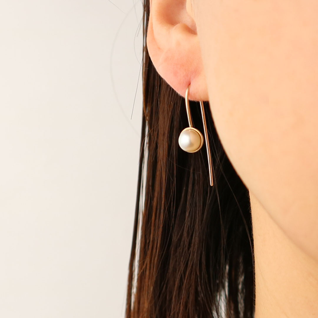 ［K10］淡水パールのドロップピアス