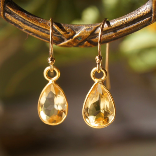 ブラジル産 宝石質シトリン 14k gold filledフック・ピアス ブラジル産 宝石質シトリン 14k gold filledフック・ピアス