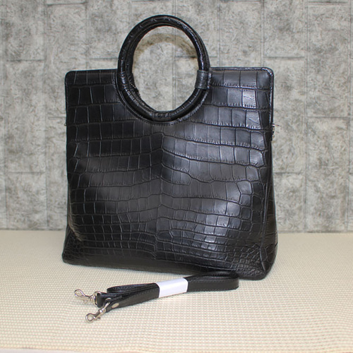 クロコダイル 2wayバッグ JRA認定 日本製 新品 (黒) 2wayバッグ Purple