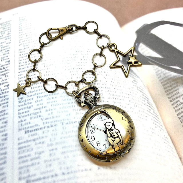 s様検討中】星の王子さま 小さめ懐中時計のバッグチャーム 星