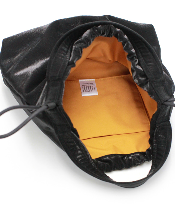 巾着　手提げバッグ　レディースバッグ　グリッター素材　ブラック　Sサイズ　新年度　春　母の日　ギフト 20枚目の画像