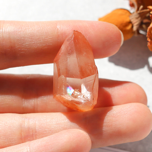 虹入り！ピンクレムリアンシード クリスタル 水晶 鉱物 原石