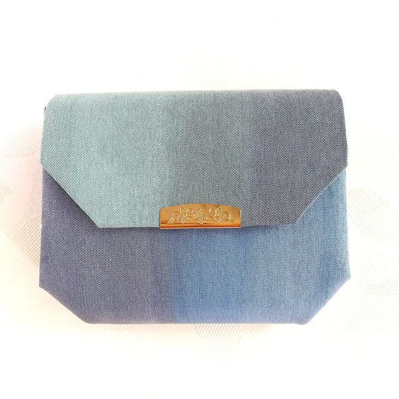 【リメイク】折り財布 『ブルー』　布財布 コンパクト財布 ミニ財布 1枚目の画像