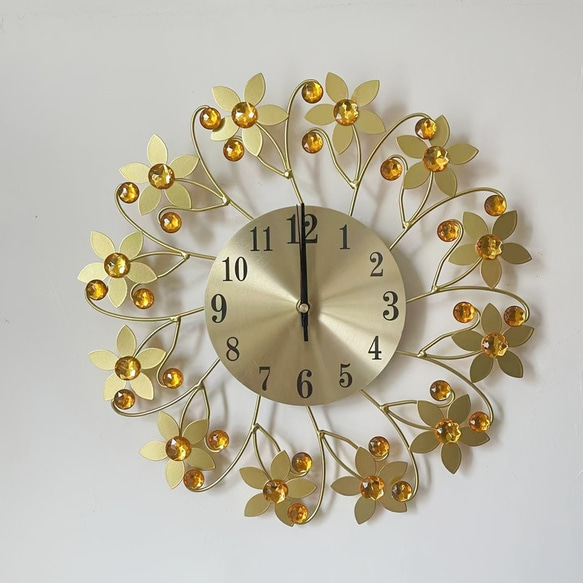 掛け時計 フラワー クリスタル調 静音 アナログ おしゃれ かわいい インテリア 壁掛け 時計 cht-1729 2枚目の画像