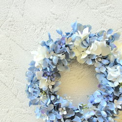 ブルーの紫陽花とブバリアのリース*約26cm*『Creema限定』『母の日』 7枚目の画像
