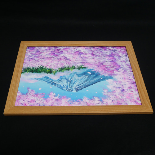 油絵 油彩 油彩画 絵 絵画 【富士山と桜】 絵画 HR 通販