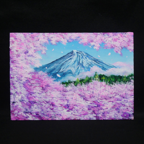 原画】【招福・爛漫富士】運気が上がる黄金の富士山 油絵 油彩画