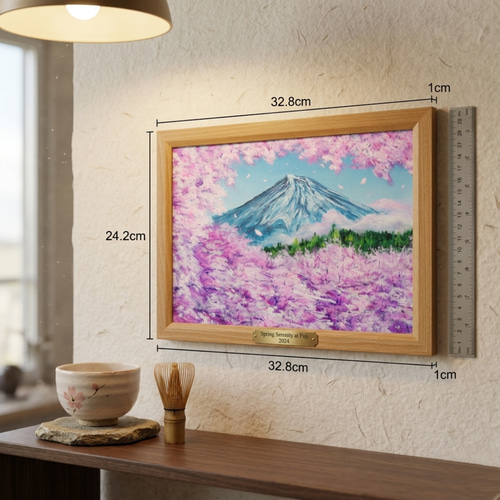 手書き油絵 静かな山河 絵画 インテリア 油彩画 原画】【招福・爛漫富士】運気が上がる黄金の富士山 油絵 油彩画