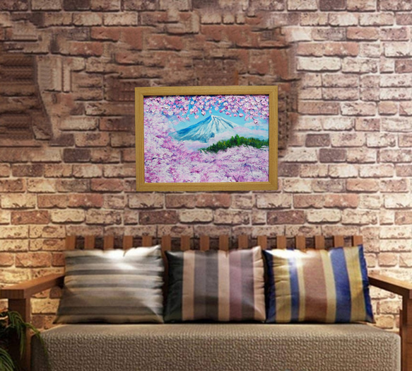 油絵 油彩 油彩画 絵 絵画 【富士山と桜】 13枚目の画像