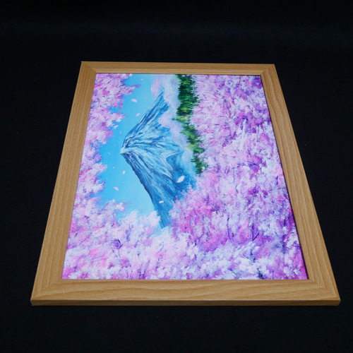 油絵 油彩 油彩画 絵 絵画 【富士山と桜】 絵画 HR 通販