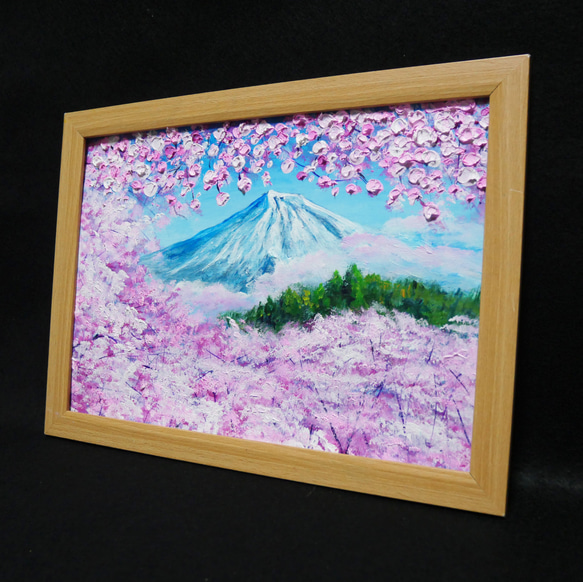油絵 油彩 油彩画 絵 絵画 【富士山と桜】 5枚目の画像