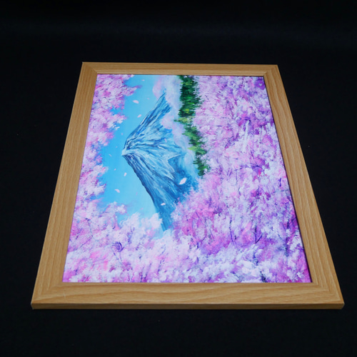 原画】【招福・爛漫富士】運気が上がる黄金の富士山 油絵 油彩画