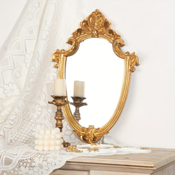 鏡 壁掛け シールド 型 フレンチレトロ 装飾 おしゃれ かわいい インテリア メイクアップ ミラー ch-1456 7枚目の画像