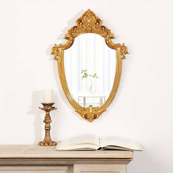 鏡 壁掛け シールド 型 フレンチレトロ 装飾 おしゃれ かわいい インテリア メイクアップ ミラー ch-1456 1枚目の画像