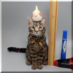 羊毛フェルト　猫　キジトラ猫さん　ねこ　ネコ　猫フィギュア 6枚目の画像