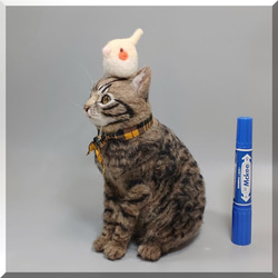 羊毛フェルト　猫　キジトラ猫さん　ねこ　ネコ　猫フィギュア 10枚目の画像