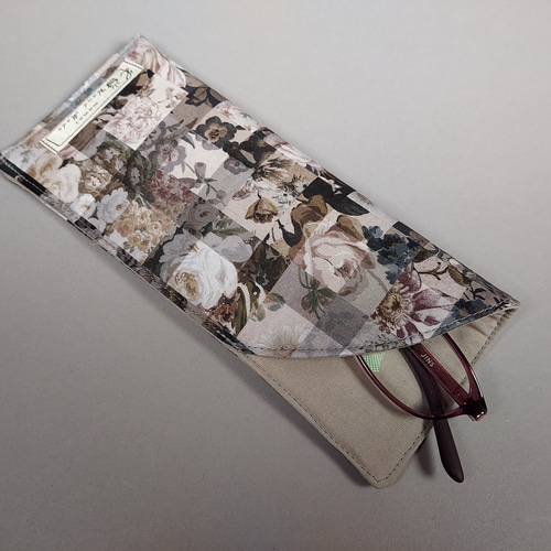 メガネケースリバティアーカイブギンガムグレージュハンドメイド 