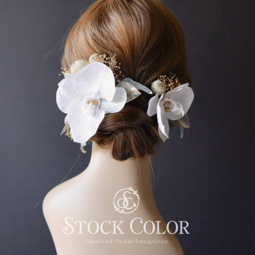 胡蝶蘭 かすみ草 ヘッドドレス ヘアアクセサリー 髪飾り 胡蝶蘭 かすみ草 ヘッドドレス ヘアアクセサリー 髪飾り