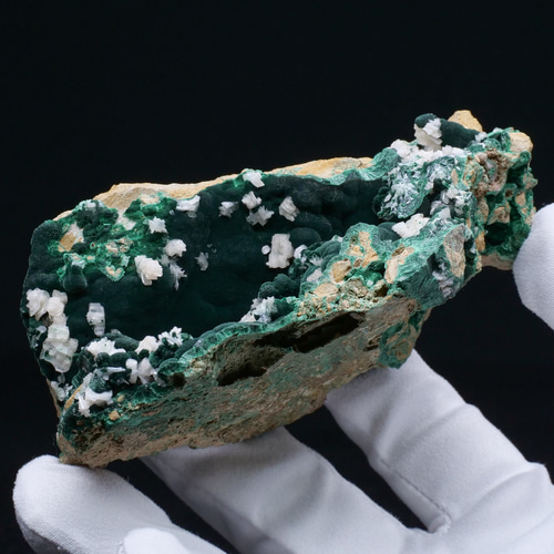 鉱物 標本 白鉛鉱 孔雀石 結晶 原石】コンゴ スノーフレーク セル