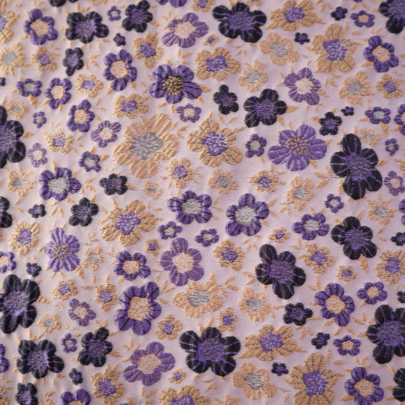 ジャガード織り生地 ゴブラン織り 小花柄 パープル 5枚目の画像