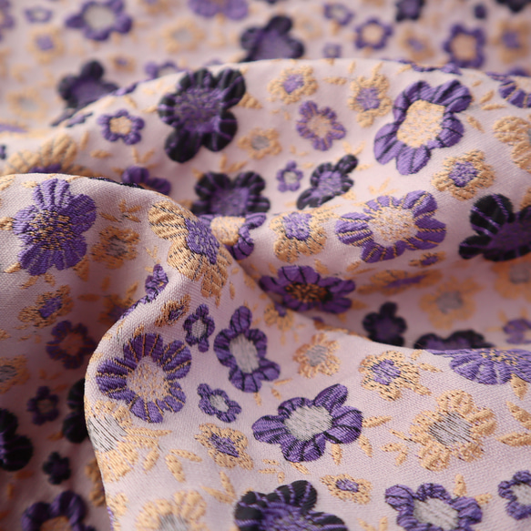 ジャガード織り生地 ゴブラン織り 小花柄 パープル 3枚目の画像