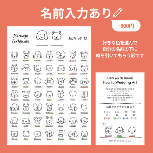 わんちゃんだらけの結婚証明書&説明カードB その他ペーパーアイテム