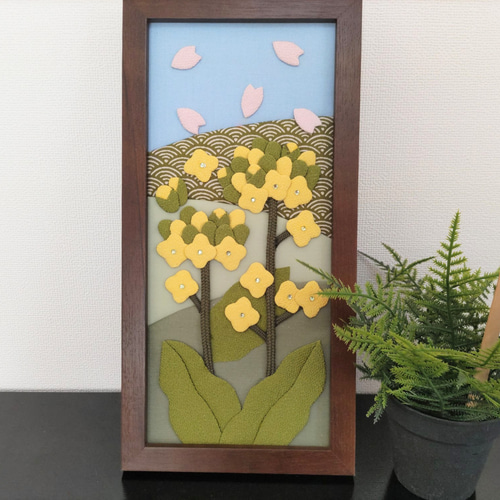 春のちりめん押し絵 菜の花 タペストリー・壁掛け 夢さき 通販