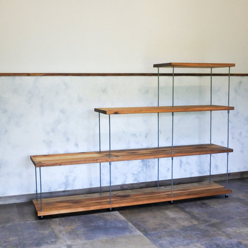 サイズ、デザインオーダー可！幅広デザインラック●シャビーブラウン無垢材●受注製作 サイズ、デザインオーダー可！幅広デザインラック○シャビーブラウン