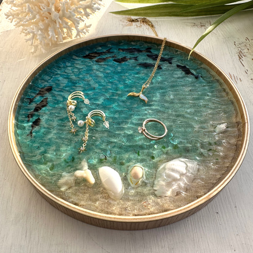 インテリアアート アクセサリートレー 海の置き物 南国 海アート