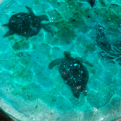 miyakuro様専用　アートパネル 珊瑚砂のラグーン　エメラルドブルーの海　カメとマンタの泳ぐ海　150×60 7枚目の画像