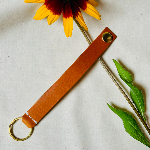 ヌメ革 手縫いキーホルダー キーリング sunflower-78 通販 17444202