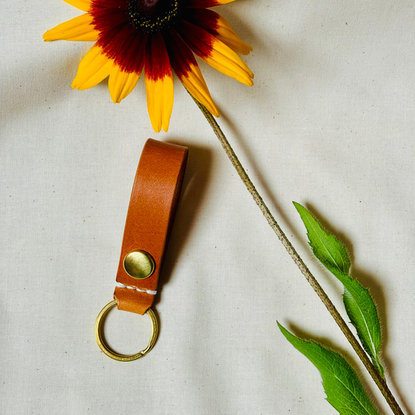 ヌメ革 手縫いキーホルダー キーリング sunflower-78 通販 17444202