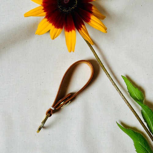 ヌメ革 手縫いキーホルダー キーリング sunflower-78 通販 17444202
