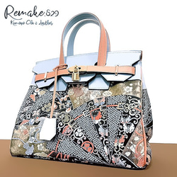 SOLD◇30サイズ◇着物帯と本革のリメイクバッグ◇remake.829 日本職