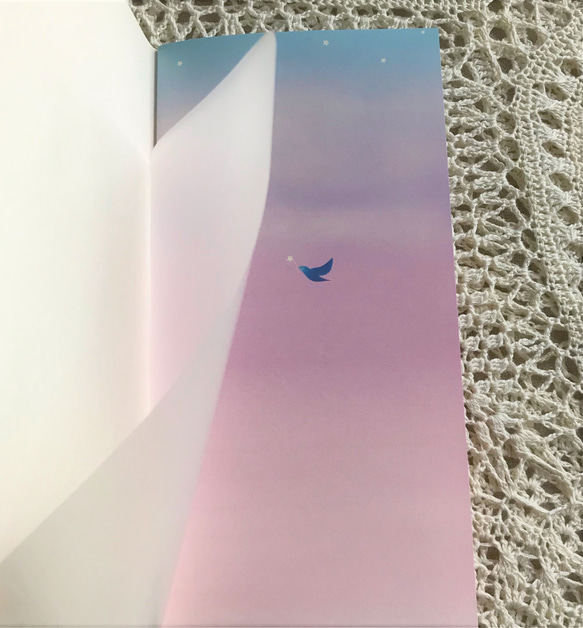 夕焼け空と青い小鳥の３行日記　Ａ4三つ折りサイズ 2枚目の画像