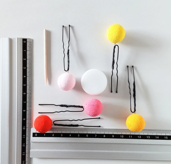 【単品】玉のUピン ＊つまみ細工＊髪飾り/七五三/和装/着物/袴/ 2枚目の画像