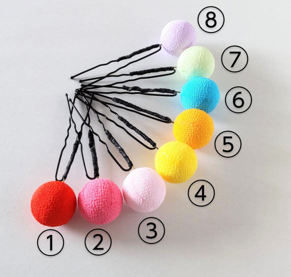 【単品】玉のUピン ＊つまみ細工＊髪飾り/七五三/和装/着物/袴/ 4枚目の画像