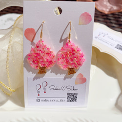 １点限定♡桜ピンクのステッチリボンと手染め桜ハートビーズの春色ハートピアス❀♡ 0a9e2eb078410e51a1c59f56ad3dfe