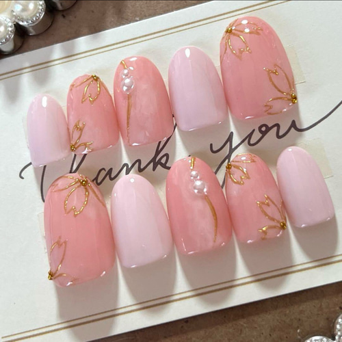 春ネイル 桜ネイル ニュアンスネイルチップ シンプル 大人 ネイル