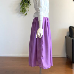 【完成品】5号 ロングギャザースカート(パープルピンク　76.5cm丈） 4枚目の画像