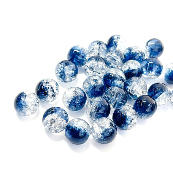 ejp361_2【10顆】約10mm深海藍色玻璃球雙孔珠 第4張的照片