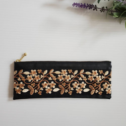 再販】インド刺繍リボンのペンケース 新生活/入学祝い/就職祝い/ポーチ