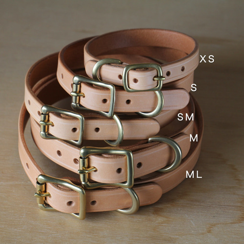 小型犬〜中型犬用首輪＋リードセットブッテーロ原色手になじみ艶が育つ