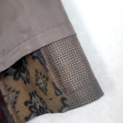 着物リメイク♪ストール付：丈８０ｃｍ茶系の大島紬をパッチワークして作って6枚ハギスカート （裏地付き） 8枚目の画像