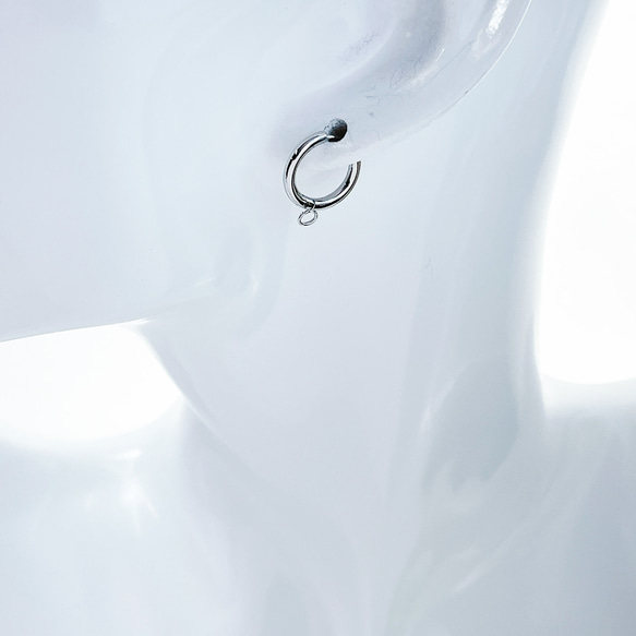 ese63 [2 件/1 對] 附贈戒指！線徑約 2.0mm 外徑約 14mm 環形耳環 外科不鏽鋼 第5張的照片